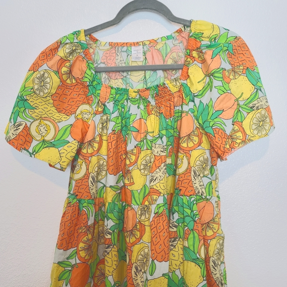 Peyton & Parker Tropical Fruit Print Short Dress Size Medium - Picture 4 of 8